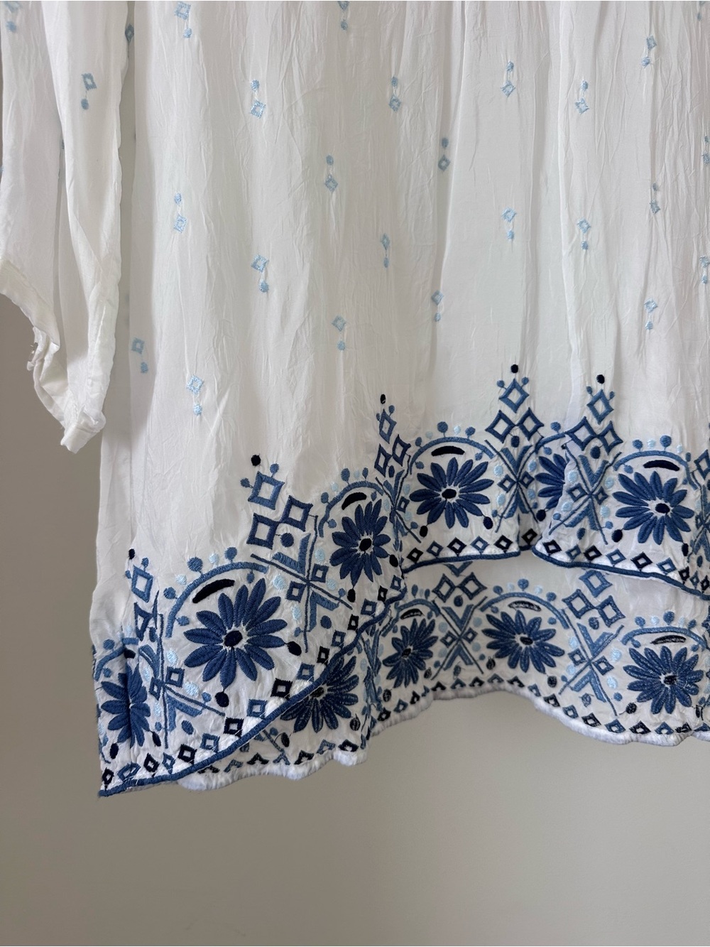 J. Jill White Peasant Tunic with Blue Floral Embroidery - Picture 3 of 9